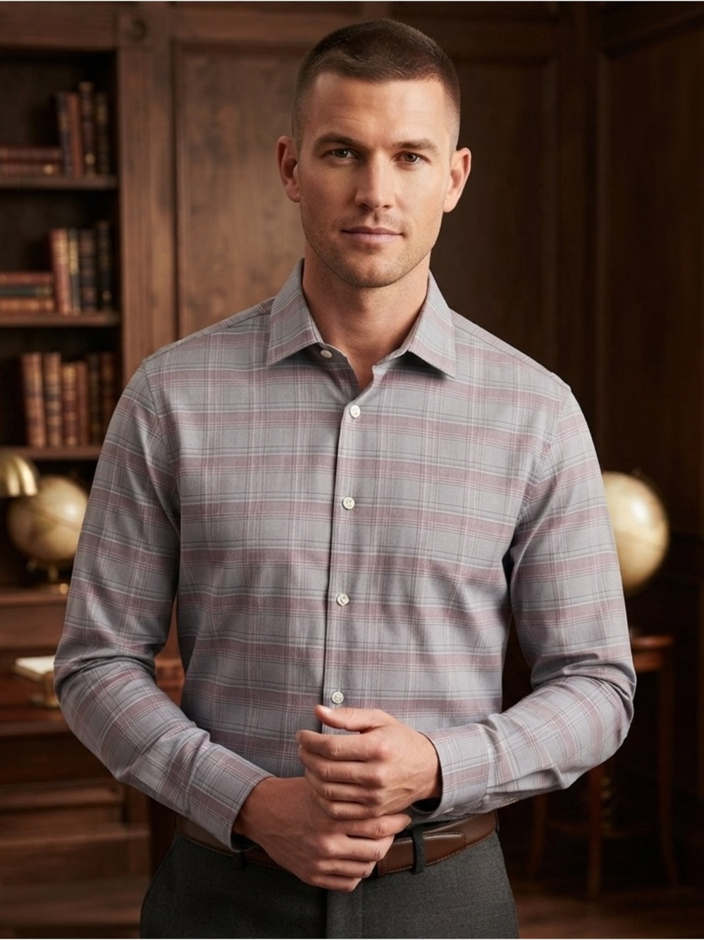 Calvin Klein Steel + Plaid Non-Iron Dress Shirt
